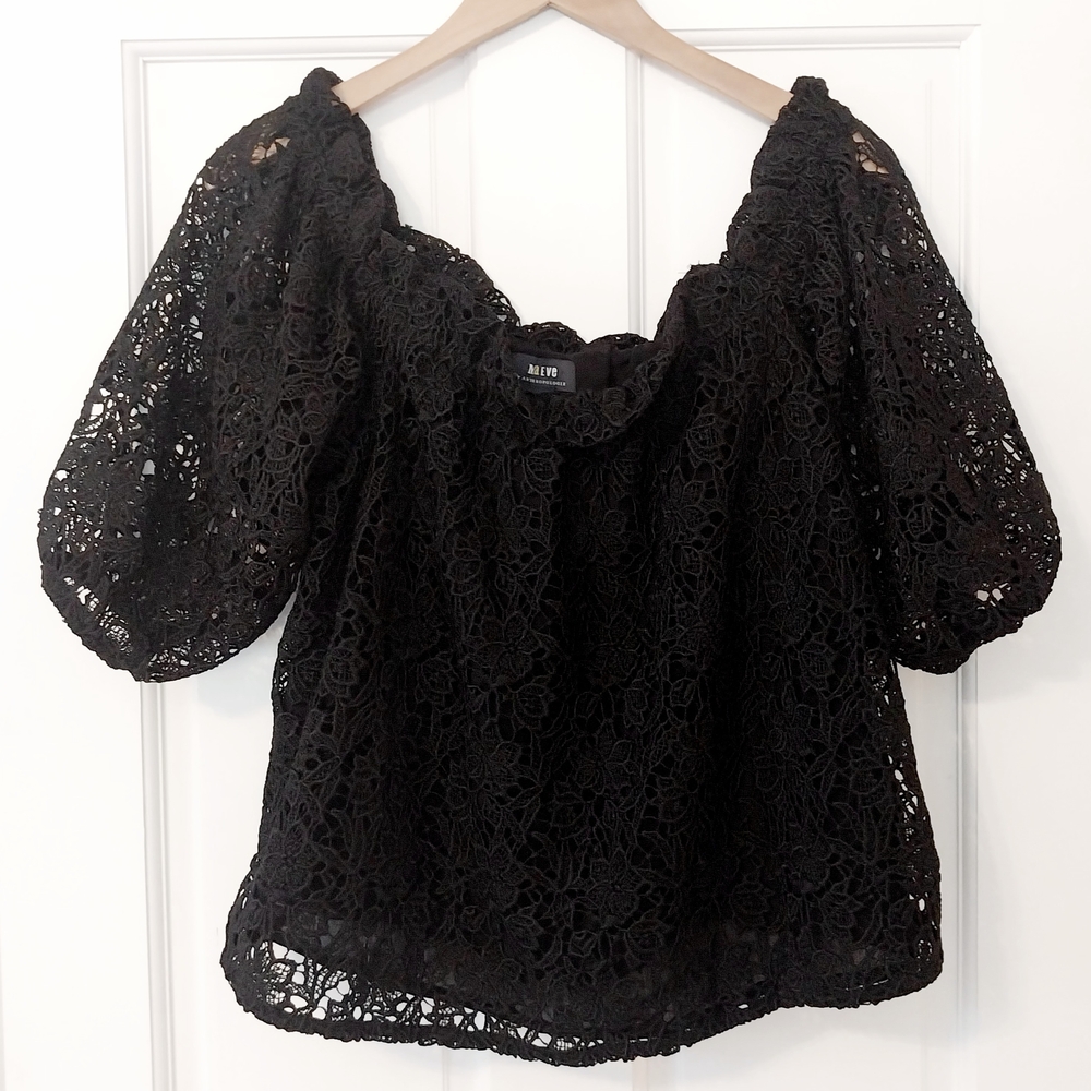 Maeve Anthropologie Black Off The Shoulder Top